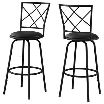 Monarch Specialties Swivel Bar Stool in Black (Set of 2), , large