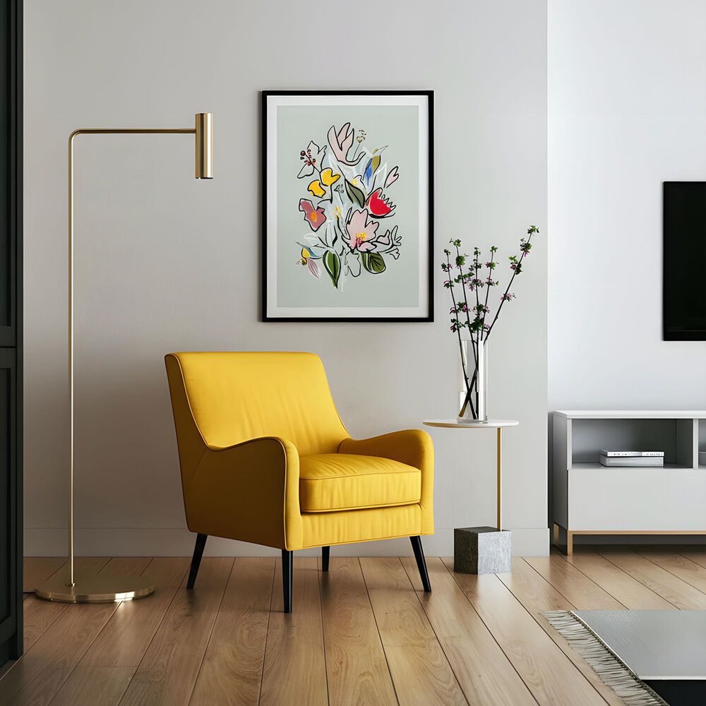 HOMLUX 24" x 18" Floral Bouquet Canvas Art in Multicolor, , large
