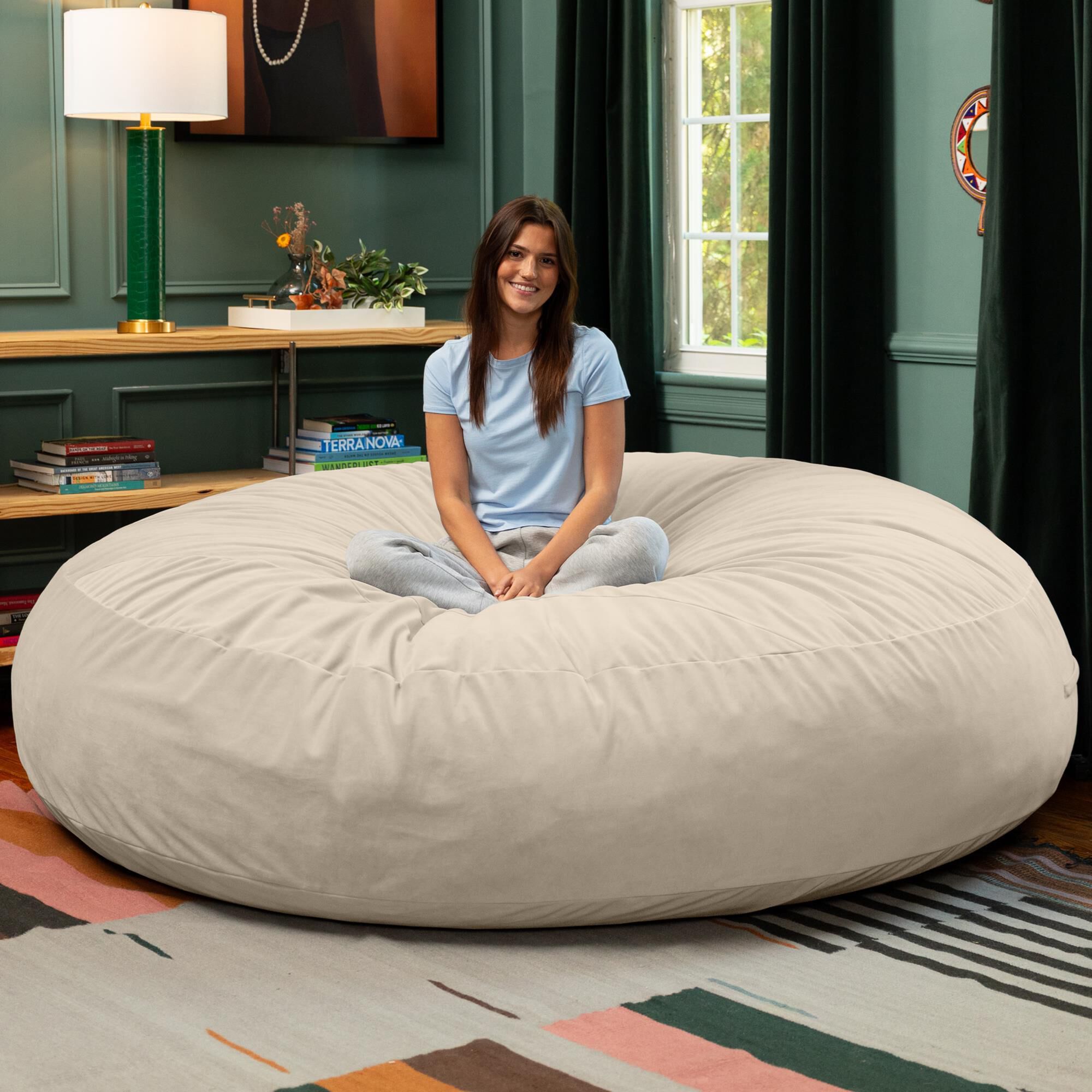 Jaxx Cocoon 6' Oversized Bean Bag Chair in Ivory