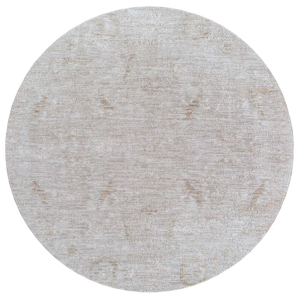 Surya Masterpiece Light Gray, Medium Gray, Cream and Tan 6&#39;7&quot; Round Area Rug, , large