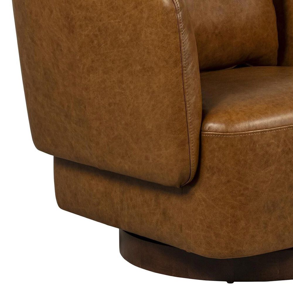 Kuka Home Leather Swivel Chair in Saddle (Set of 2), , large