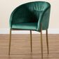 Baxton Studio Ballard Arm Chair with Green Velvet Upholstered in Gold, , large