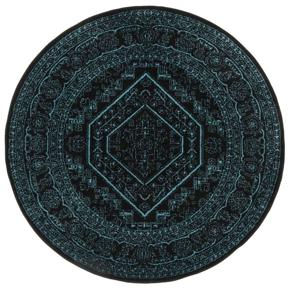 Safavieh Adirondack ADR108K 6&#39; Round Black and Teal Area Rug, , large