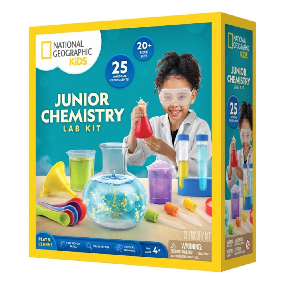 National Geographic Junior Chemistry Kit with 50 Science Experiments and 20+ Lab Tools in Multicolor, , large