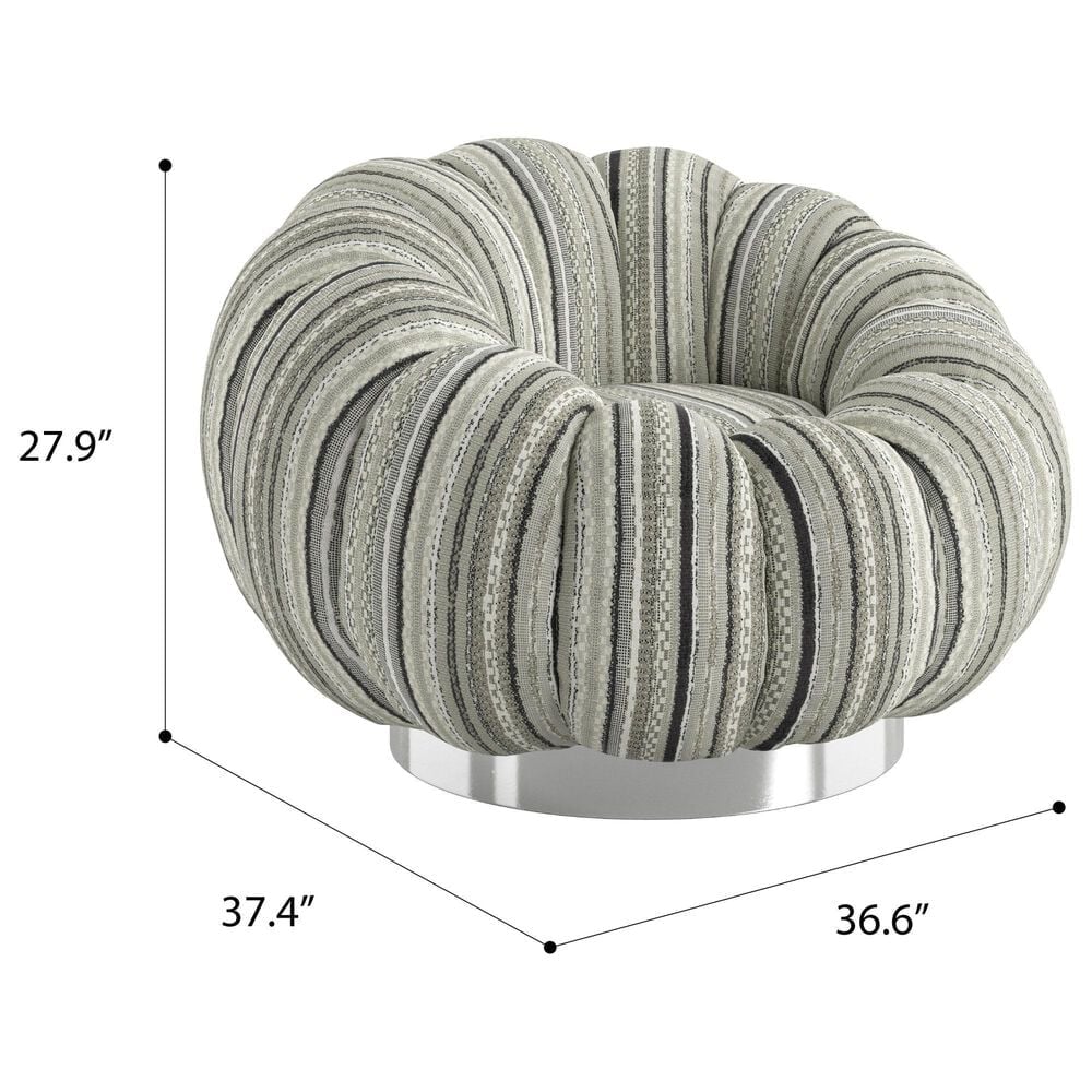 Emerald Home Furnishings Lily Pumpkin Swivel Chair in Black Stripe, , large