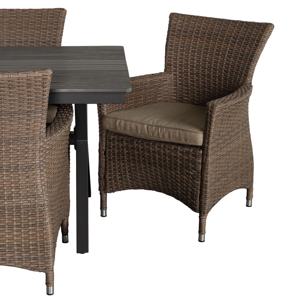 Global Note Collections 7 Piece Wicker Dining Set in Bronze, , large