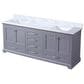 Lexora Home Dukes 80" Double Bathroom Vanity in Dark grey with 2 cm White Carrara Marble Top and Rectangular Sinks, , large