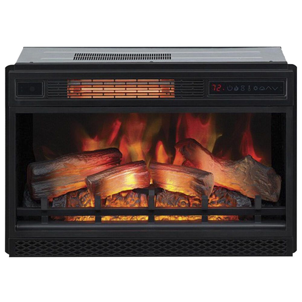 at HOME Cantilever 60&quot; TV Stand with Fireplace Insert in Black, , large