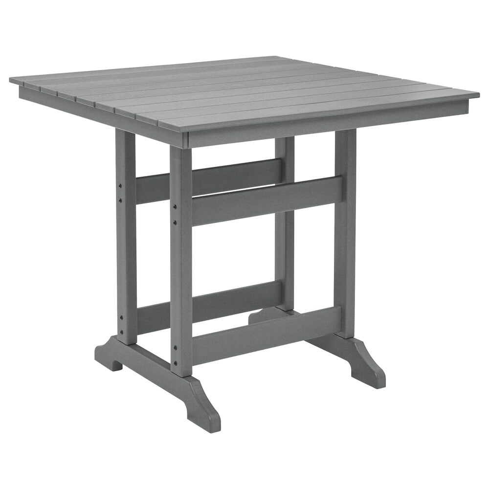 Ashley Sanctuary Beach Outdoor Counter Height Table with Umbrella Option in Dark Gray - Table Only, , large