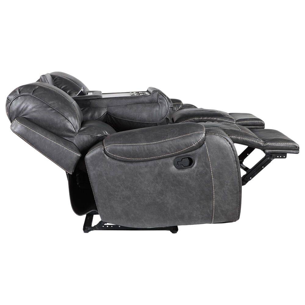 Crystal City Keily Manual Reclining Sofa with Dropdown Table in Dove Grey, , large
