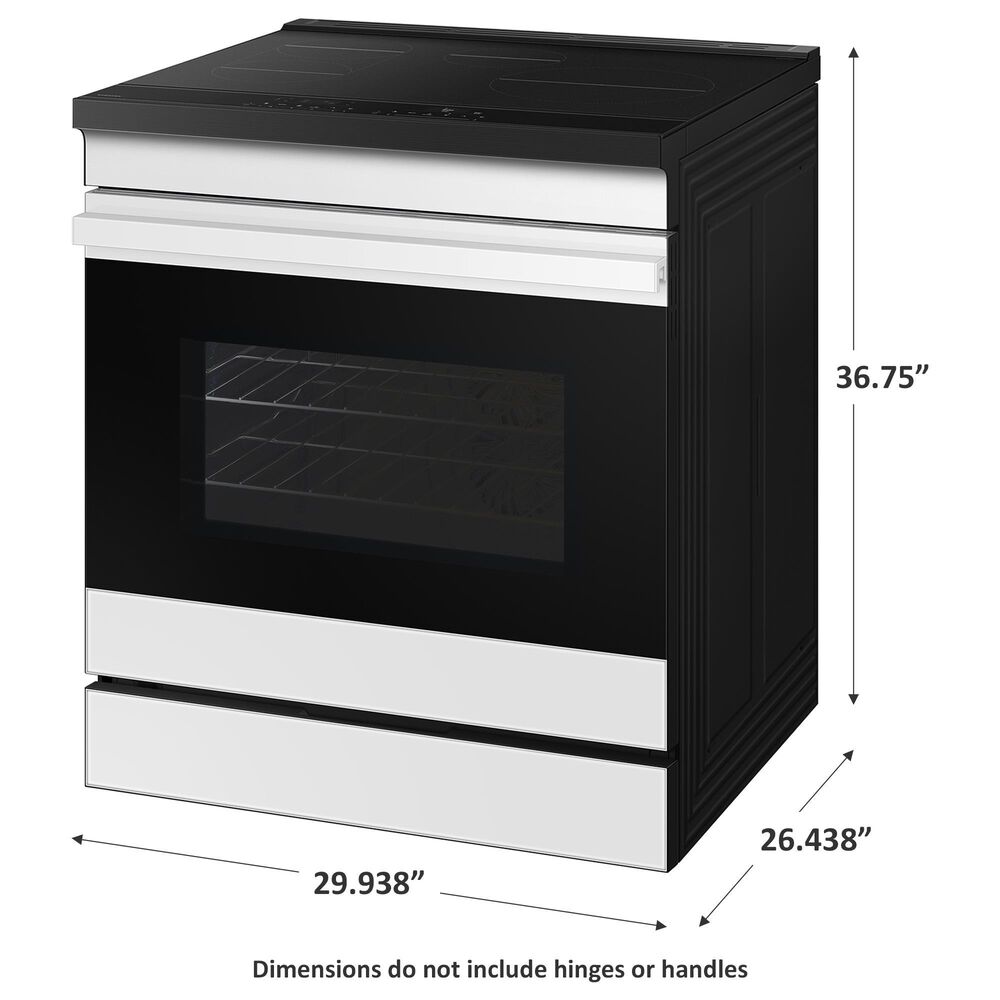 Samsung Bespoke Bespoke 6.3 Cu. Ft. Smart Slide-In Electric Induction Range with Ambient Edge Lighting and Air Sous Vide in White Glass, , large