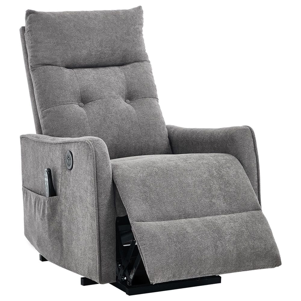 Hearth and Haven Power Lift Recliner in Light Gray, , large