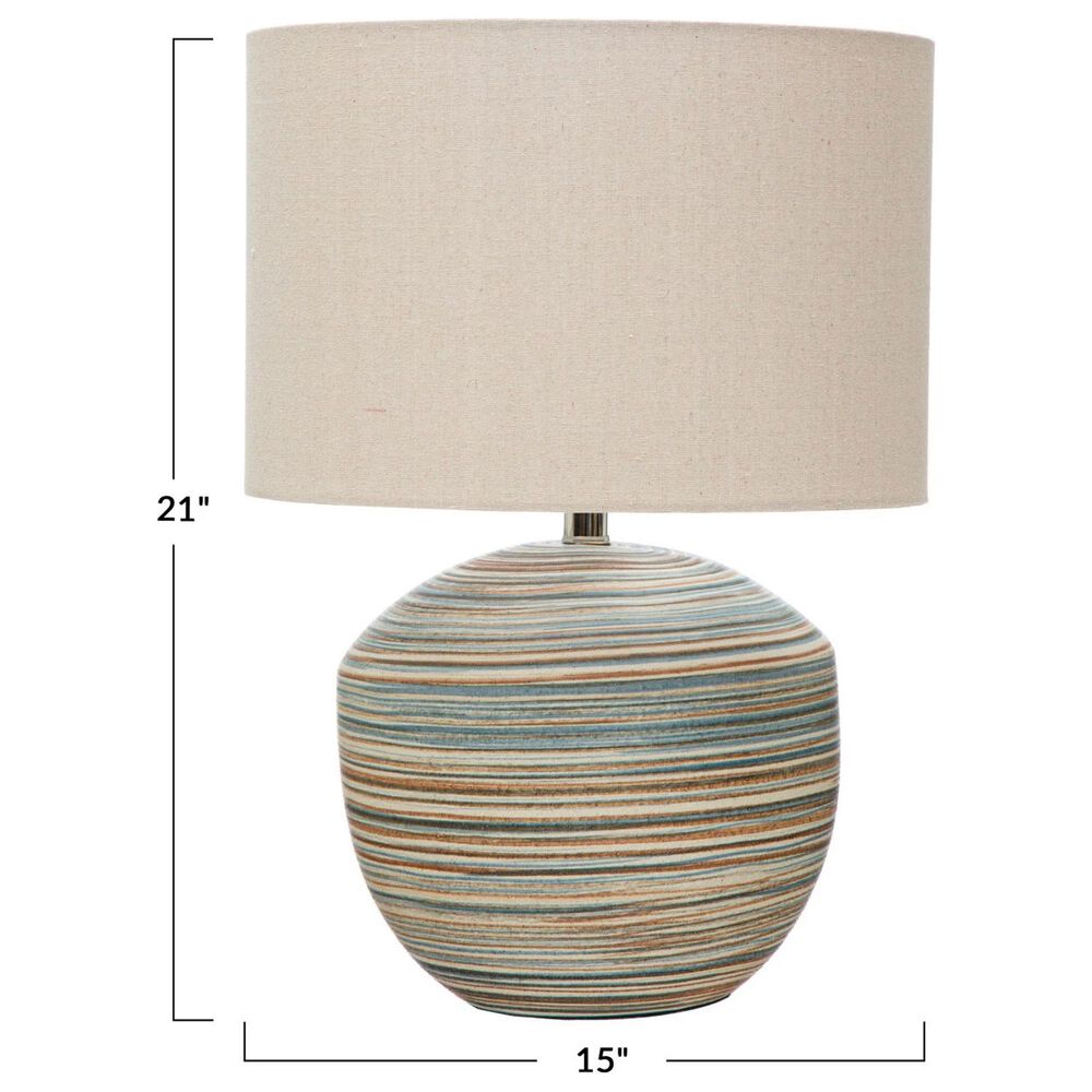 Teak Interiors Await Stoneware Table Lamp in Sand, , large
