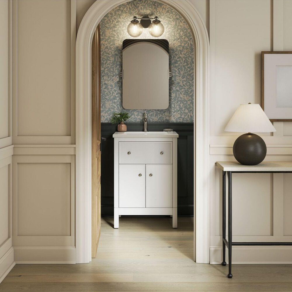 Kohler Malin 24" Single Bathroom Vanity in White with Single Hole 3 cm White Quartz Top and Rectangular Sink, , large