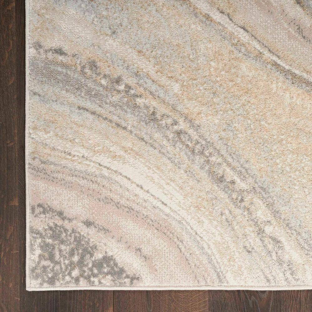 Nourison Brushstrokes 2&#39;2&quot; x 7&#39;6&quot; Cream and Grey Runner, , large