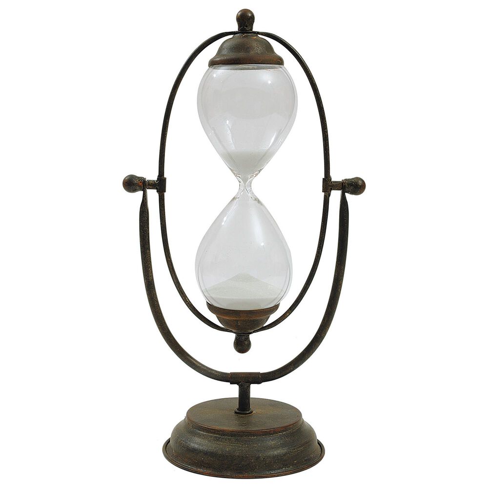 Creative Coop Decorative Metal Hourglass with White Sand in Rust, , large