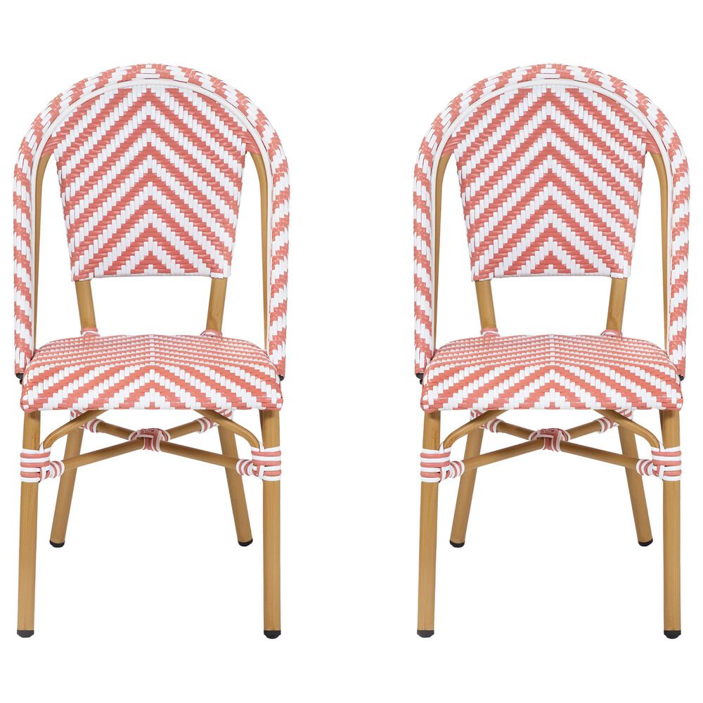 Furniture of America Lam Patio Dining Chair in Pink/White (Set of 2), , large