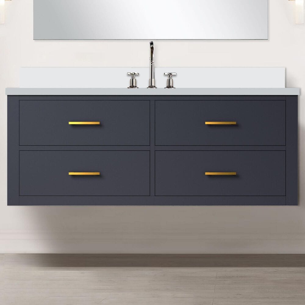 Lexora Home Castor 48&quot; Single Bathroom Vanity in Blue with 2 cm White Cultured Marble Top and Rectangular Sink, , large
