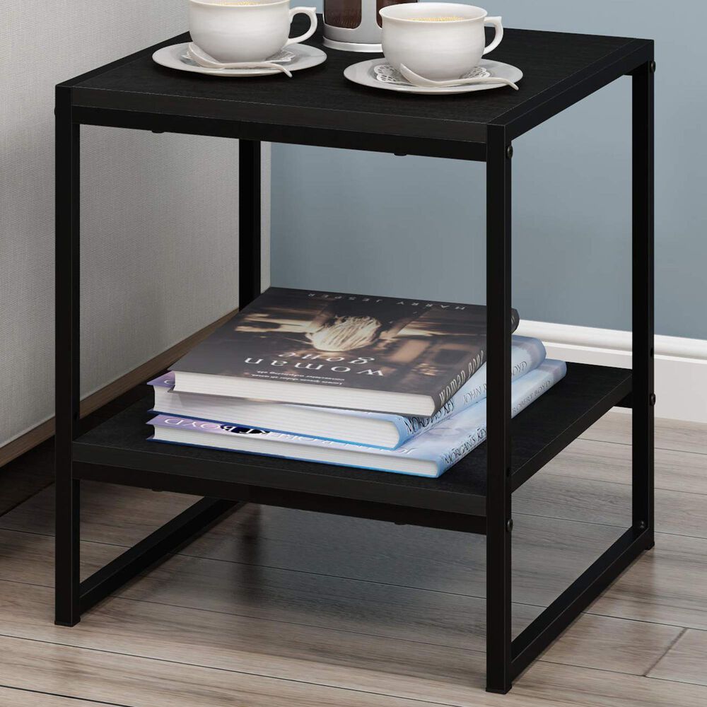 HOMLUX 2-Tier End Table in Americano and Black, , large