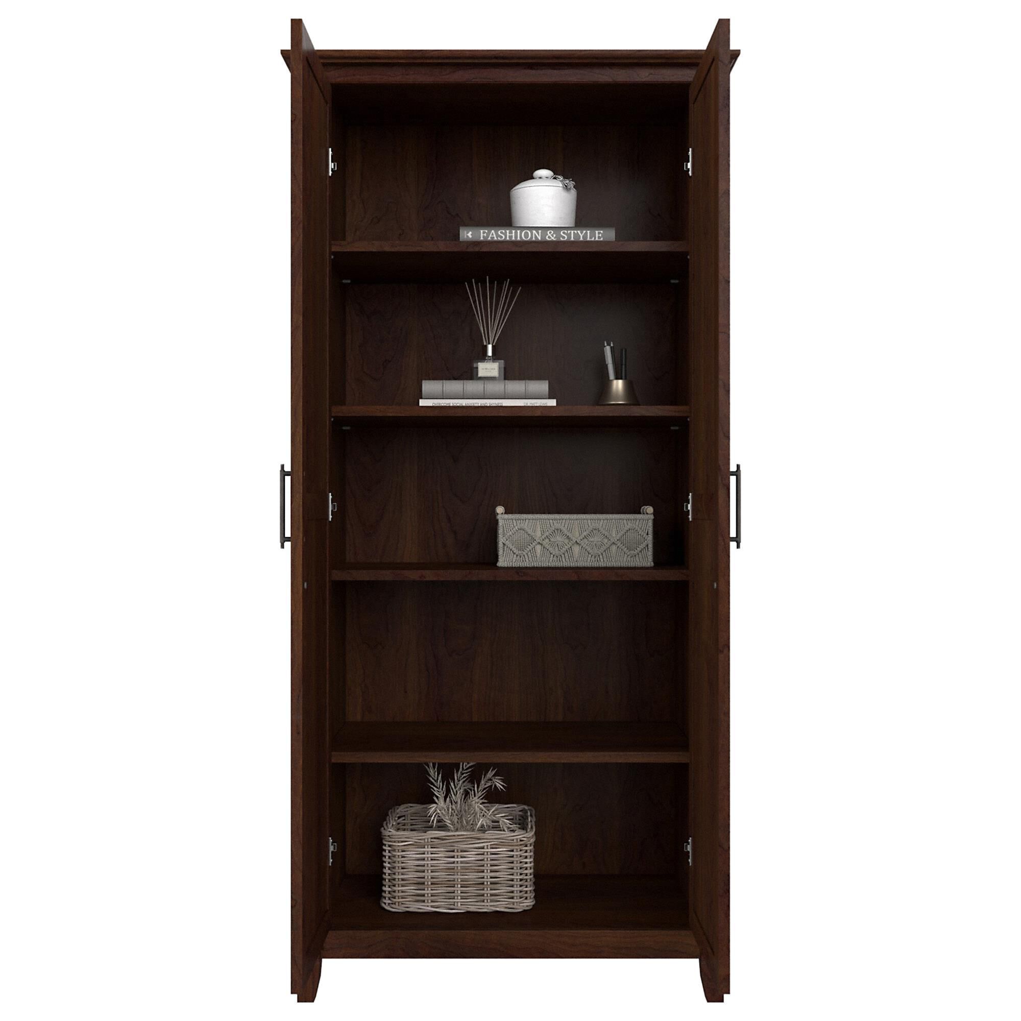 Bush Key West Kitchen Pantry Cabinet in Bing Cherry NFM