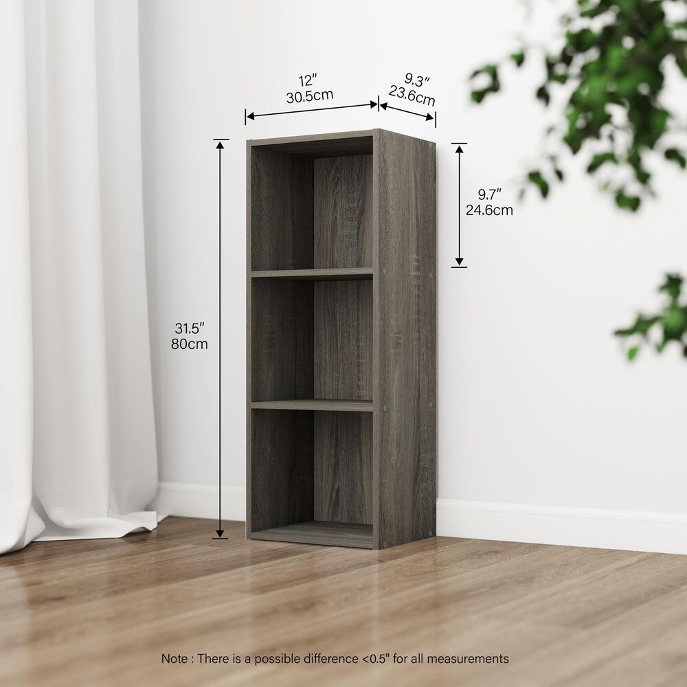 HOMLUX 3-Tier Bookcase with Decorative Open Shelves in French Oak, , large