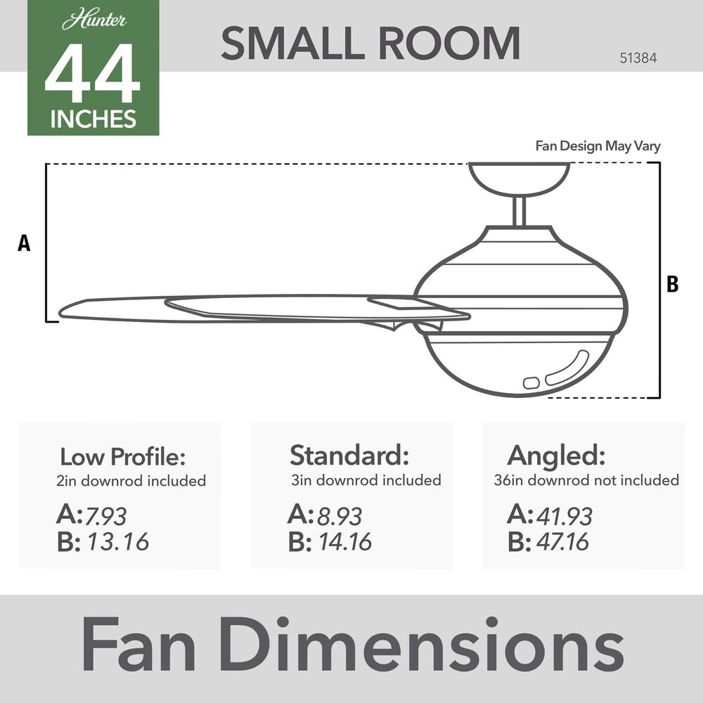 Hunter Burroughs 44&quot; Ceiling Fan with LED Lights in Matte Silver, , large