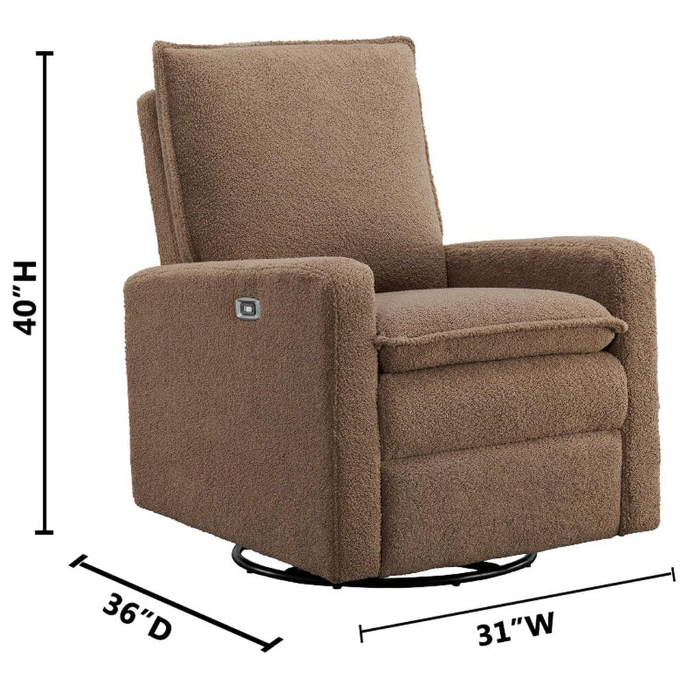 Oxford Baby Uptown Power Swivel Glider Recliner in Teddy Brown, , large