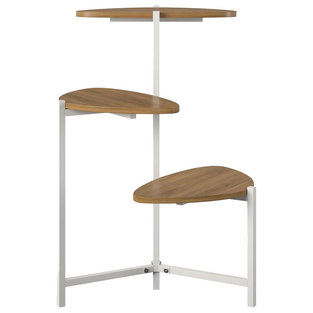 DHP Tallulah Plant Stand with White Stand in Danish Walnut, , large
