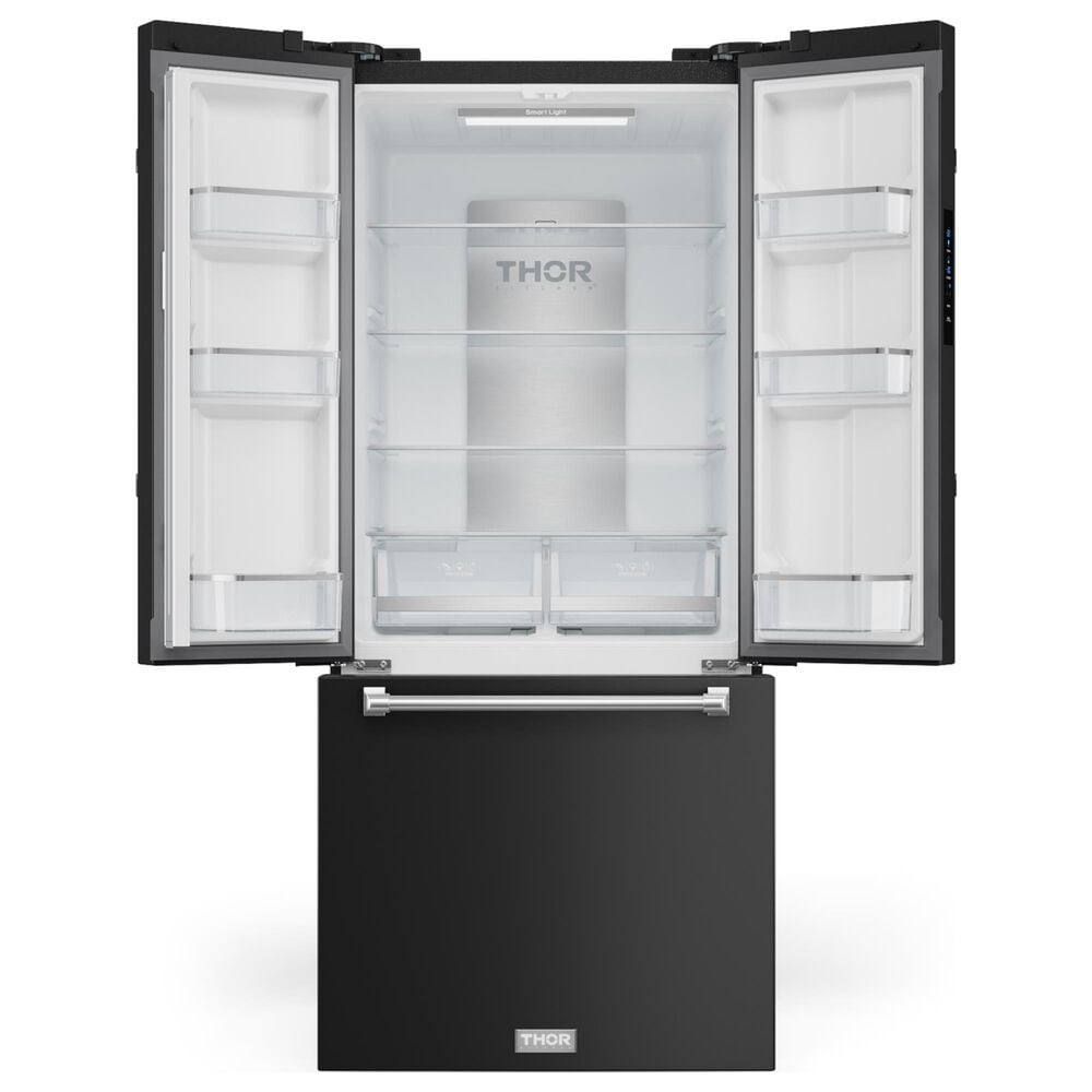 THOR KITCHEN Gordon Ramsay 17.5 Cu. Ft. Counter Depth French Door Refrigerator with Stainless Steel Handle Kit in Black, , large