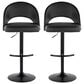 LumiSource Renee Adjustable Swivel Bar Stool with Black Faux Leather Upholstery in Black (Set of 2), , large