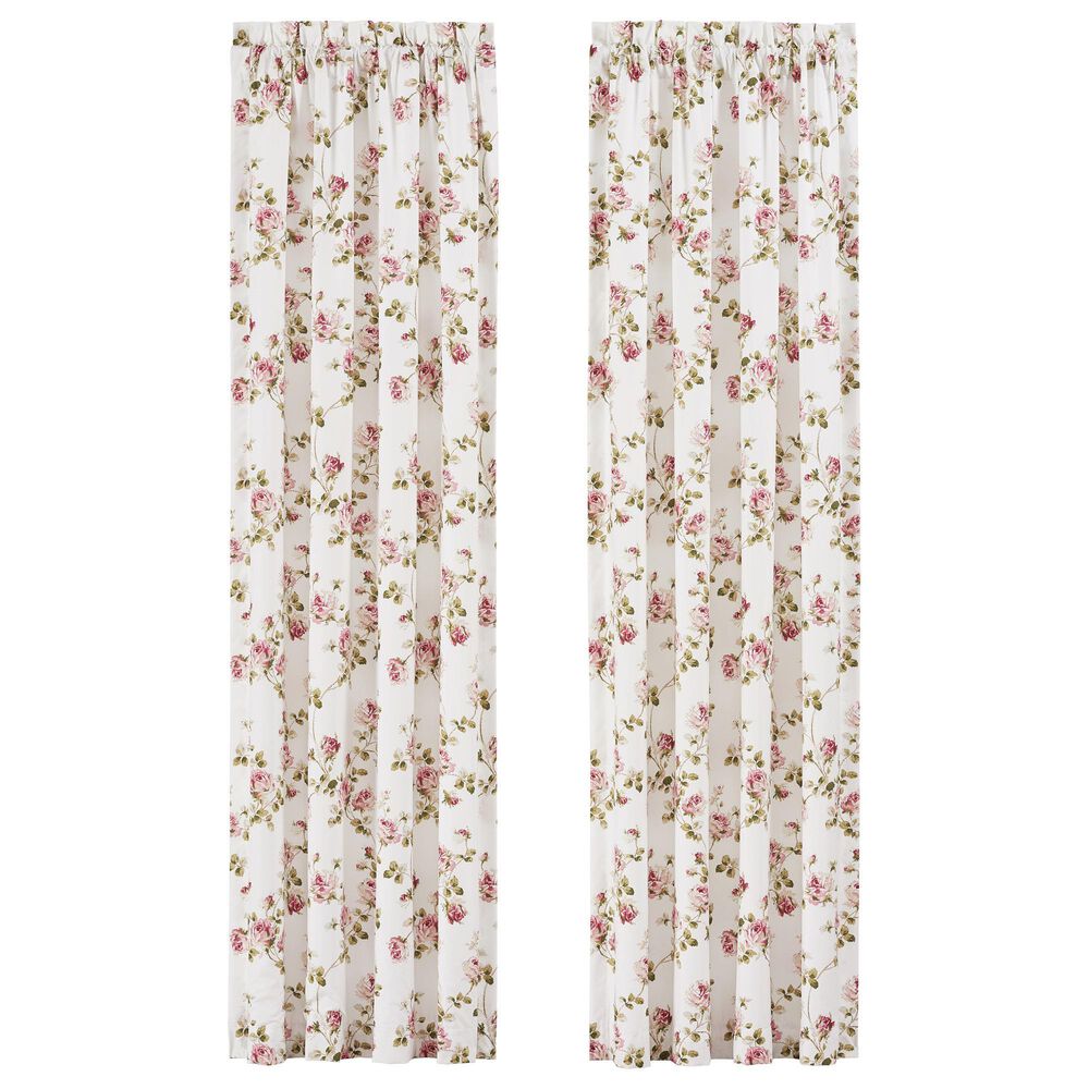 Royal Court Rosemary 84" x 41" Window Panel Pair in White and Pink, , large