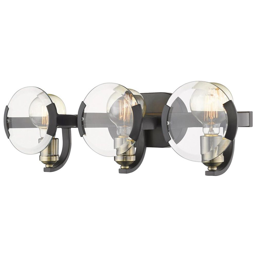 Golden Lighting Amari 3-Light Bath Vanity in Black with Aged Brass Accents, , large