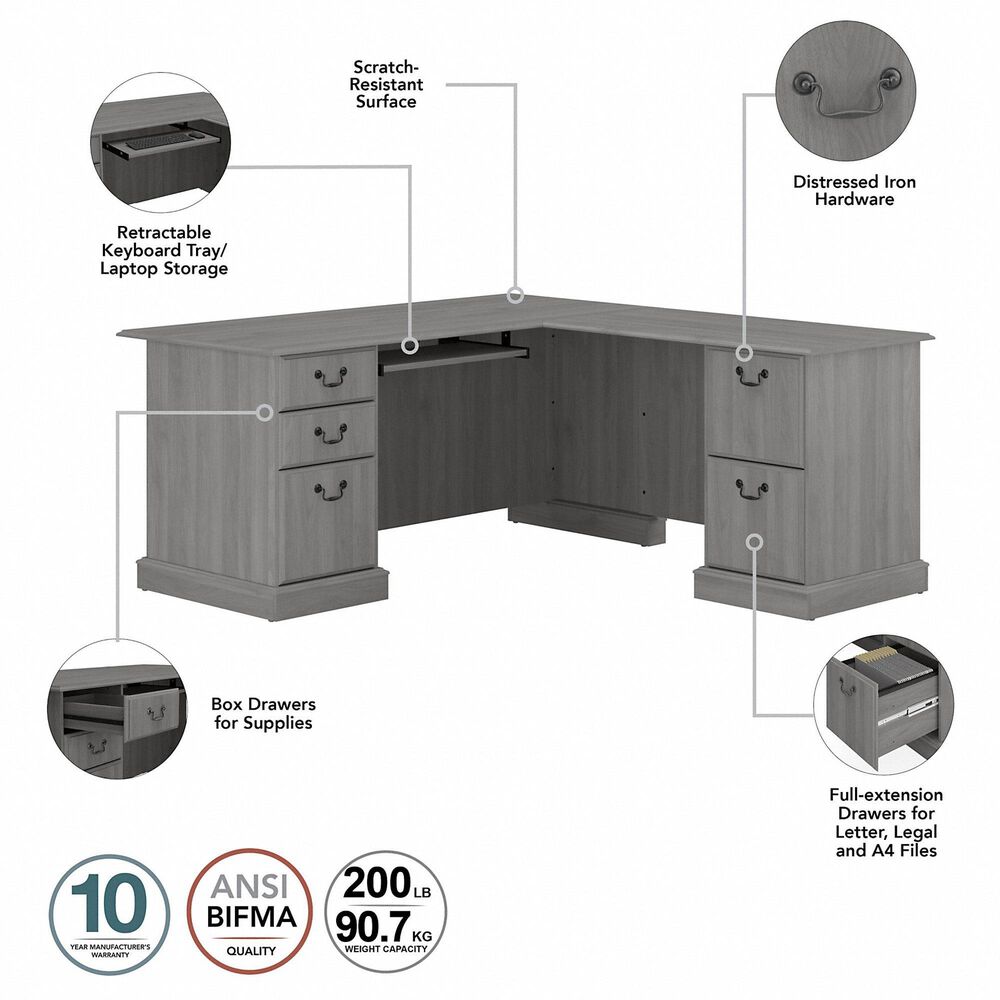 Bush Saratoga LShaped Computer Desk in Modern Gray Nebraska