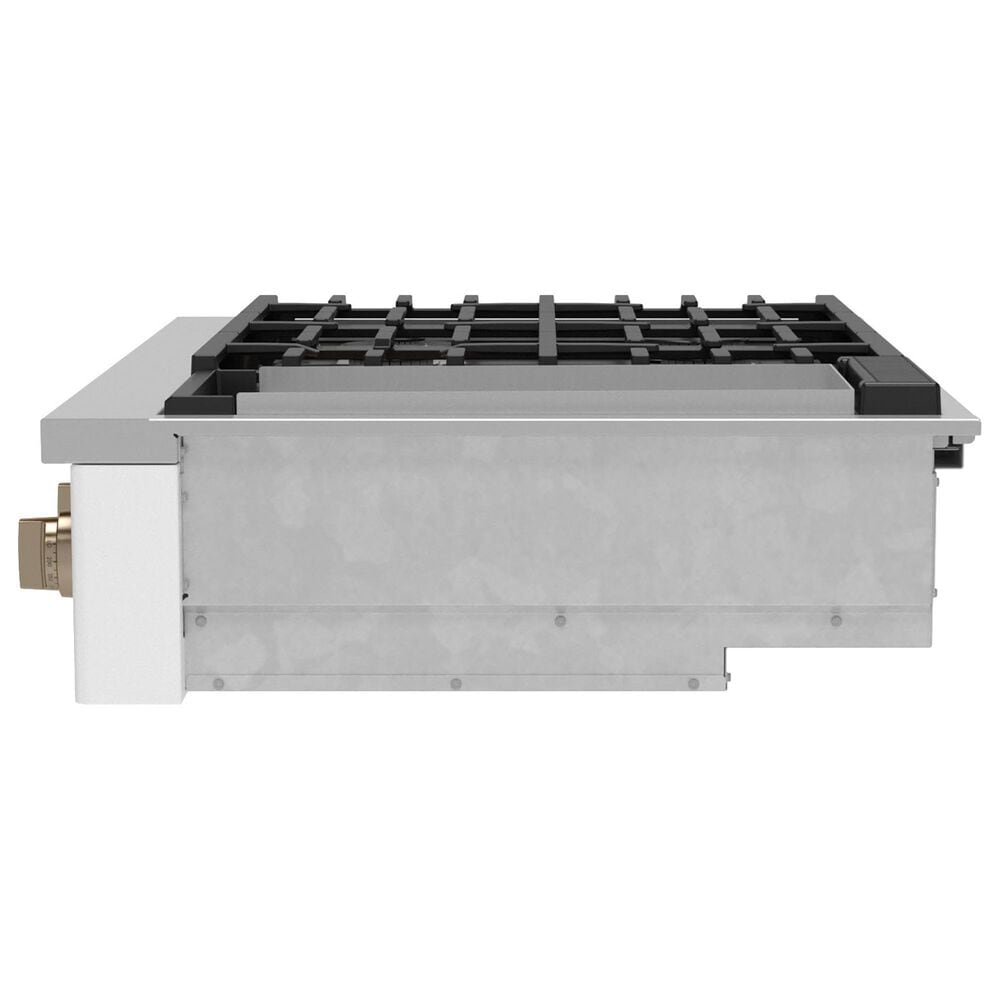 Cafe 48&quot; Natural Gas Rangetop with Integrated Griddle in Matte White and Brushed Bronze, , large