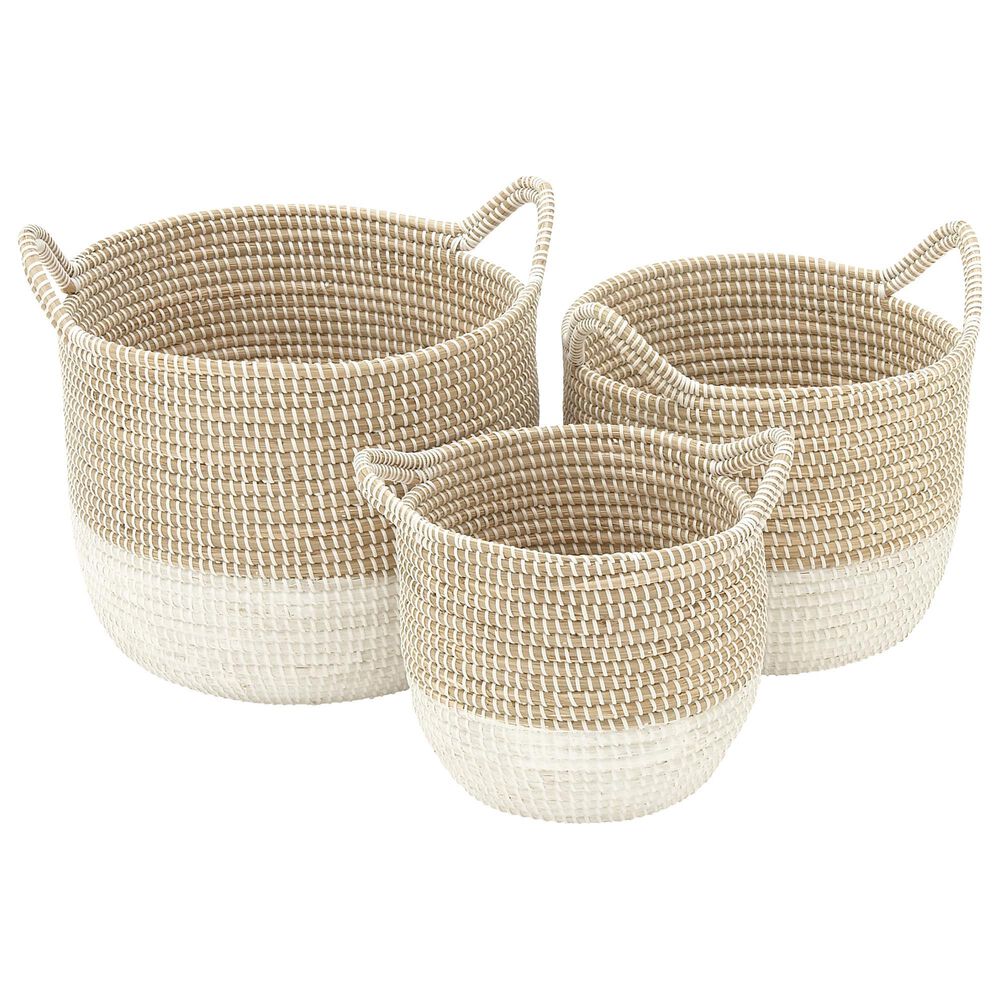Maple and Jade Assorted Large Seagrass Baskets in Brown (Set of 3), , large