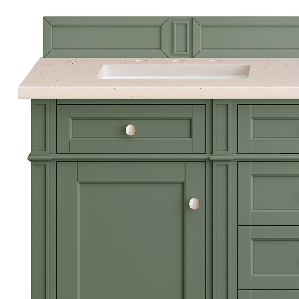 James Martin Vanities Brittany 60&quot; Double Bathroom Vanity in Smokey Celadon with 3 cm Eternal Marfil Quartz Top and Rectangular Sinks, , large