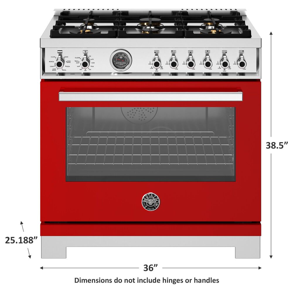 Bertazzoni Professional 5.7 Cu. Ft. Freestanding Dual Fuel Range in Rosso, , large