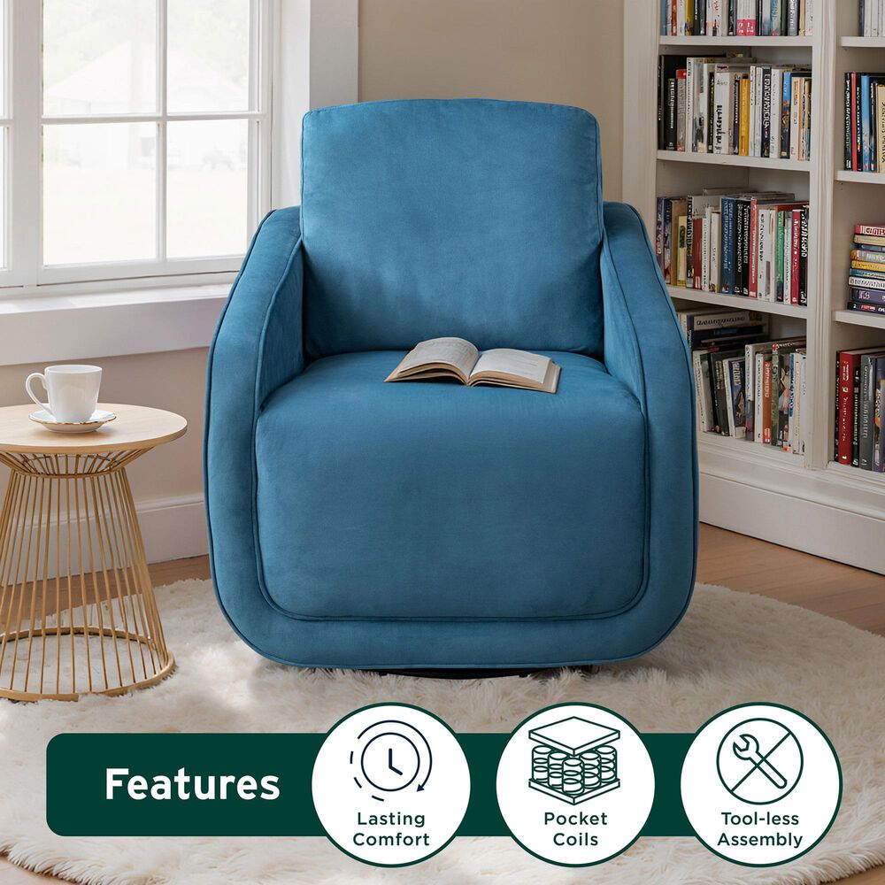 Lifestyle Solutions Lydia Swivel Accent Chair in Blue, , large