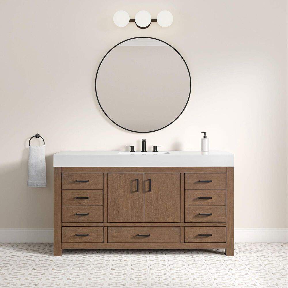 37B Alanya 60" Single Bathroom Vanity in Walnut Drift with White Composite Stone Top, , large