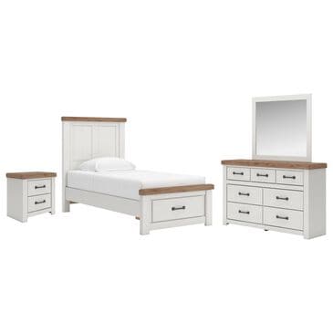 Ashley Savonport 4 Piece Twin Storage Bedroom Set in White and Brown, , large