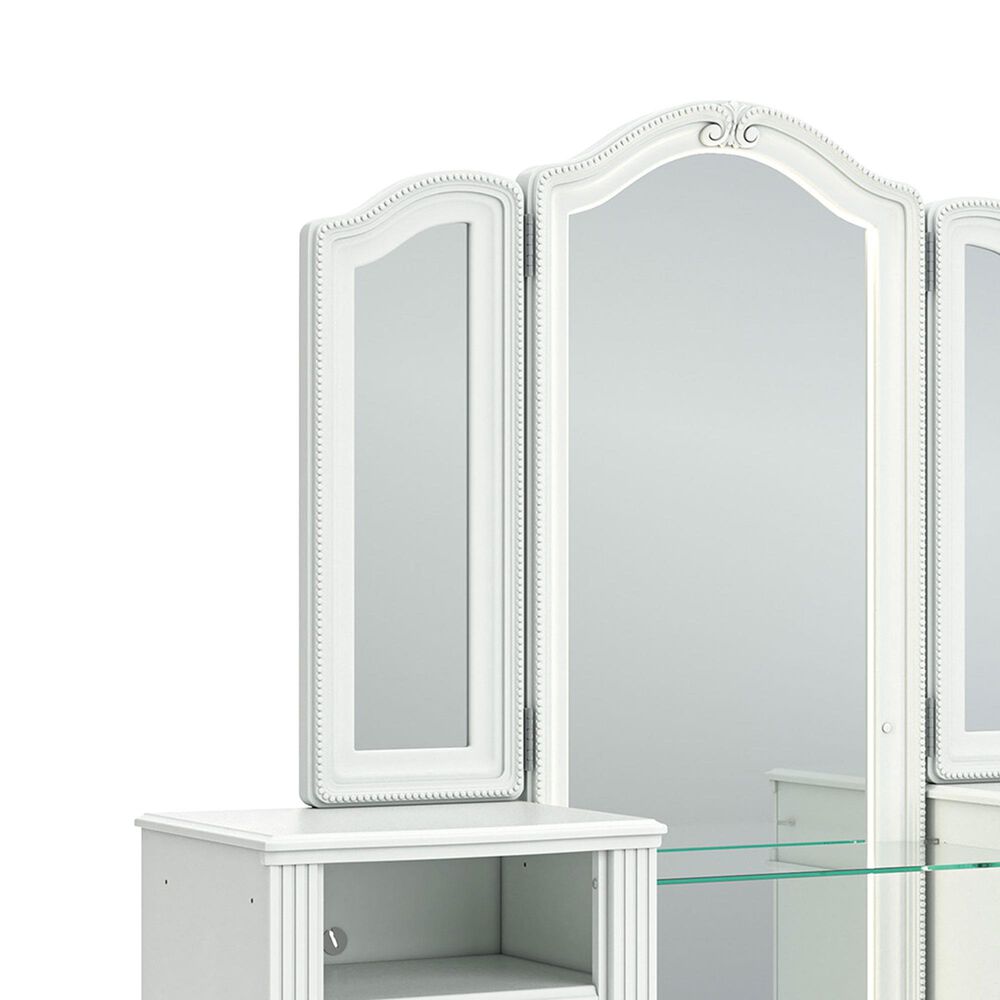 Ashley Kozlani 3-Piece Vanity Cabinet Set with Mirror and Stool in Matte White, , large