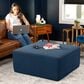 Jaxx Fairlie Boucle Fabric Ottoman in Navy, , large