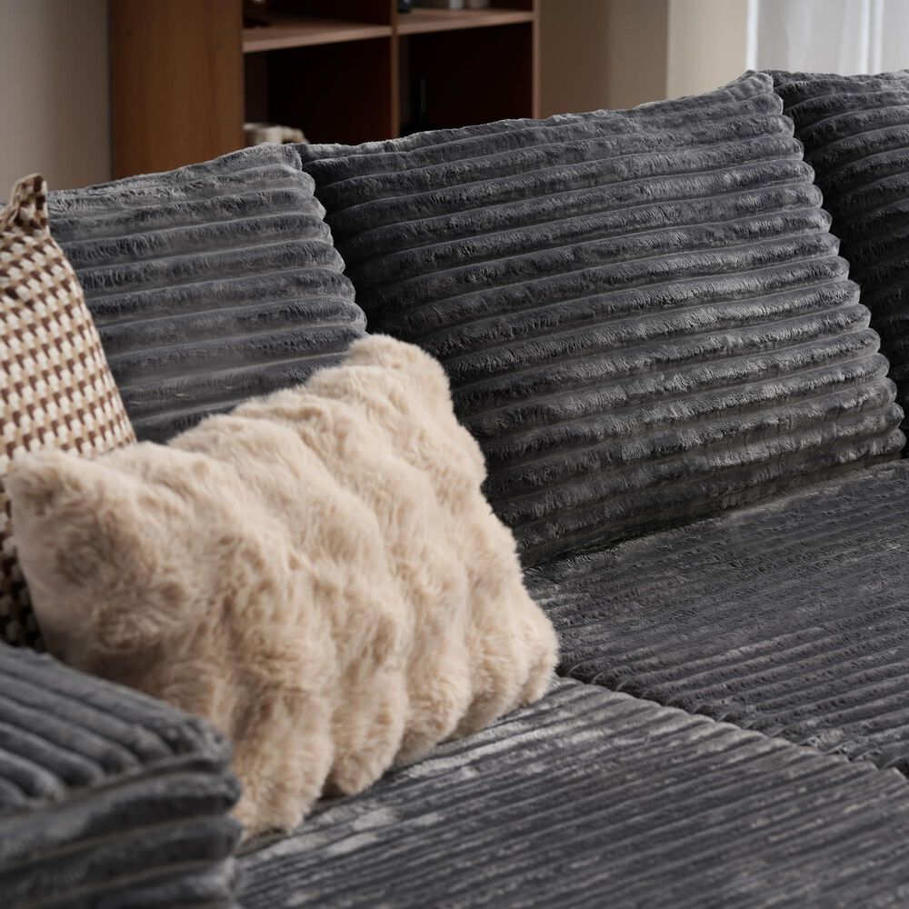 HOMLUX 104" Cloud Sectional Couch Upholstered Modular Sofa with Left L-Shape Chaise, Corduroy Fabric in Gray, , large