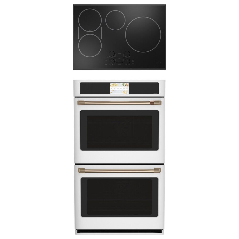 Cafe 2-Piece Kitchen Package with Matte White 30" Smart Built-In Convection Double Wall Oven and Black 30" Touch Control Induction Cooktop, , large