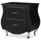Baxton Studio Erin 2-Drawer Nightstand with Black Faux Leather Upholstery in Chrome, , large