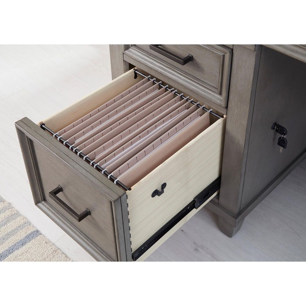 Riva Ridge Caraway 66&quot; Executive Desk in Aged Slate and Brown, , large