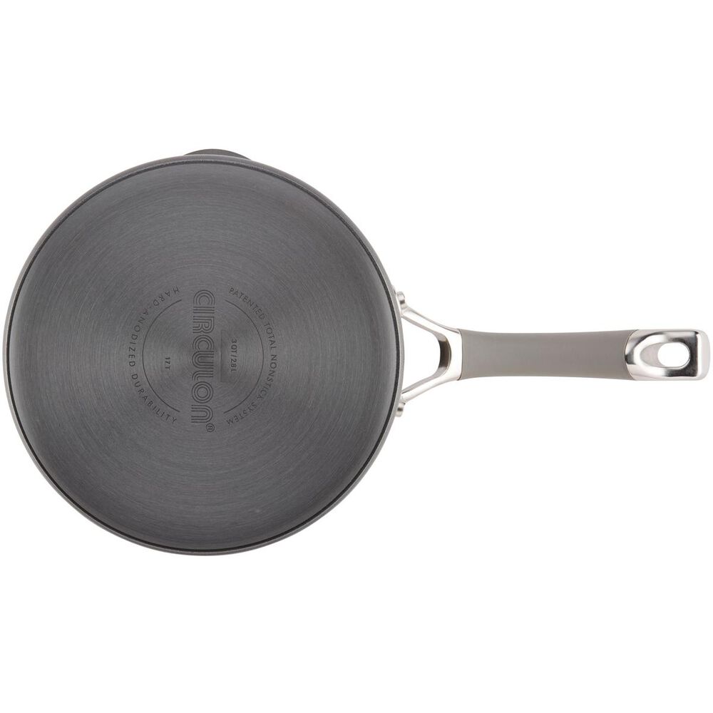 Circulon 3 Quart Covered Straining Saucepan with Pour Spouts in Oyster Gray, , large