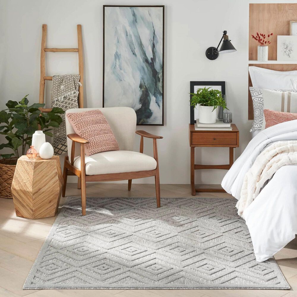 Nourison Versatile 6&#39; x 9&#39; Silver Grey Indoor/Outdoor Area Rug, , large