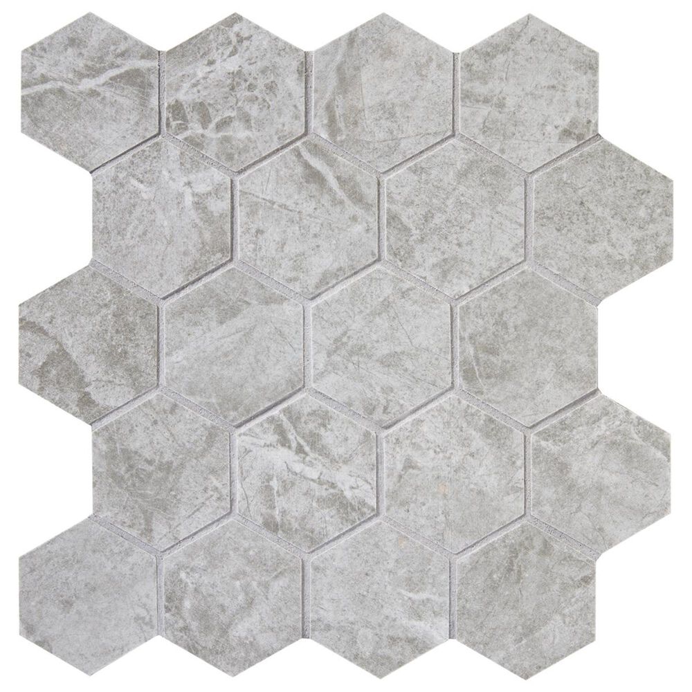 Arizona Tile Themar Grigio Savoia 11" x 11" Hexagon Polished Porcelain Mosaic Sheet, , large