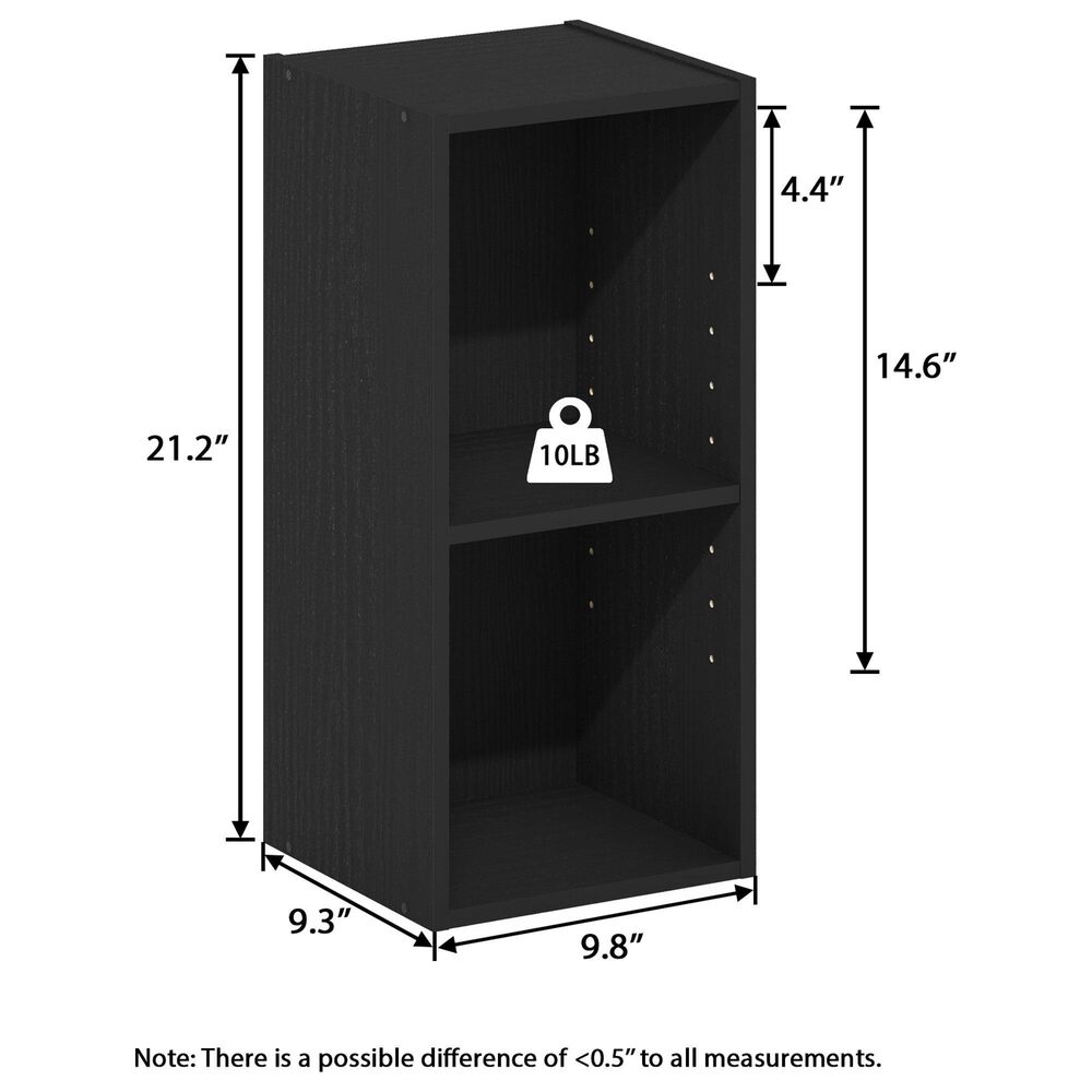 HOMLUX 2-Tier Space Saving Storage Bookcase with Adjustable Shelf in Blackwood, , large